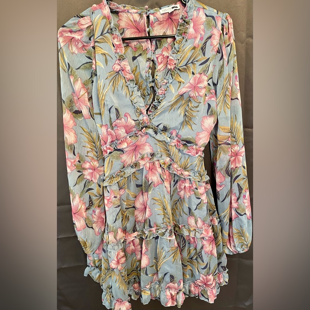 *NWOT* In A Ruffle Mini Dress - Blue - Picture 7 of 8